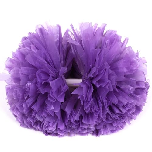 RRYPBOVG Cheerleader Pompons 2 PC Cheerleading Pom Poms Regenbogen Streamer Pompons Dance Party Fußball Club Decor Hand Blume Aerobic Cheer Ball(Purple) von RRYPBOVG