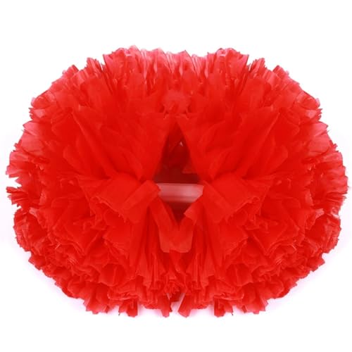 RRYPBOVG Cheerleader Pompons 2 PC Cheerleading Pom Poms Regenbogen Streamer Pompons Dance Party Fußball Club Decor Hand Blume Aerobic Cheer Ball(Red) von RRYPBOVG