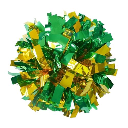 RRYPBOVG Cheerleader Pompons 2 STÜCKE Cheerleading Pom Poms 32 cm Cheerleader Pompon Mit Ringe Griff Dance Party Spiel Sport Victory Liefert(Metal Gold M Green) von RRYPBOVG