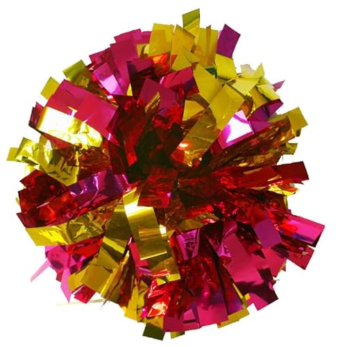 RRYPBOVG Cheerleader Pompons 2 STÜCKE Cheerleading Pom Poms 32 cm Cheerleader Pompon Mit Ringe Griff Dance Party Spiel Sport Victory Liefert(Metal Gold M Rose) von RRYPBOVG