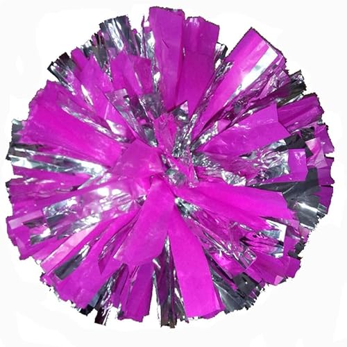RRYPBOVG Cheerleader Pompons 2 STÜCKE Cheerleading Pom Poms 32 cm Cheerleader Pompon Mit Ringe Griff Dance Party Spiel Sport Victory Liefert(Metal Silver Pink) von RRYPBOVG