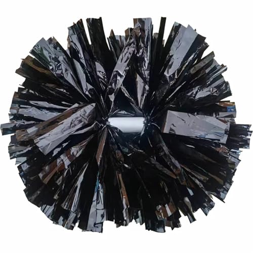 RRYPBOVG Cheerleader Pompons 2 Stück Sport-Cheerleading-Pompons, 32 cm, Schlagstockgriff, Cheerleader-Pompon(Black) von RRYPBOVG