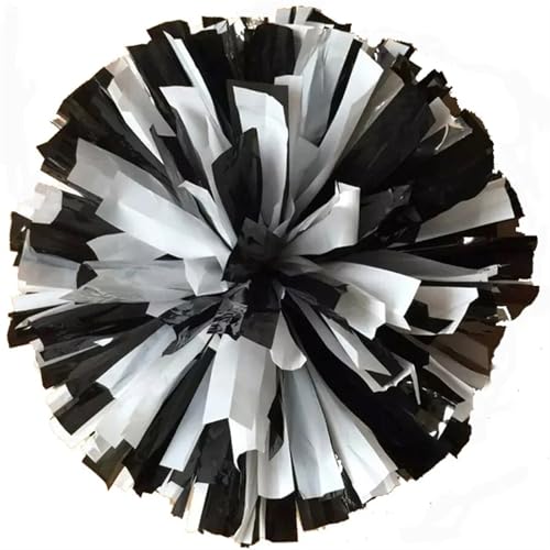RRYPBOVG Cheerleader Pompons 2 Stück Sport-Cheerleading-Pompons, 32 cm, Schlagstockgriff, Cheerleader-Pompon(Black White) von RRYPBOVG