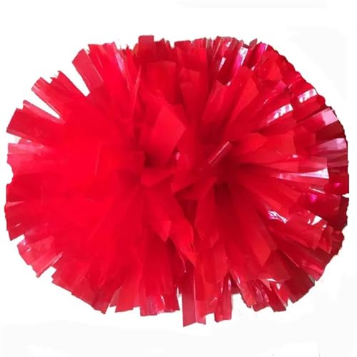 RRYPBOVG Cheerleader Pompons 2 Stück Sport-Cheerleading-Pompons, 32 cm, Schlagstockgriff, Cheerleader-Pompon(Red) von RRYPBOVG