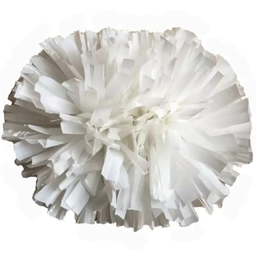 RRYPBOVG Cheerleader Pompons 2 Stück Sport-Cheerleading-Pompons, 32 cm, Schlagstockgriff, Cheerleader-Pompon(White) von RRYPBOVG