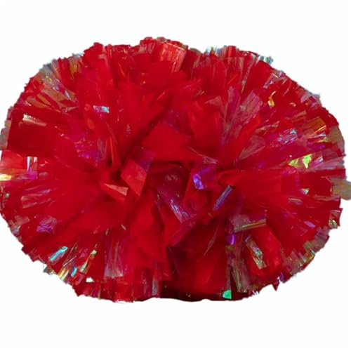 RRYPBOVG Cheerleader Pompons 2 stück Kunststoff Cheerleader Pom Ppom Mädchen Cheer Tanken Requisiten Cheerleading Pompon Pompons Griff(Red) von RRYPBOVG