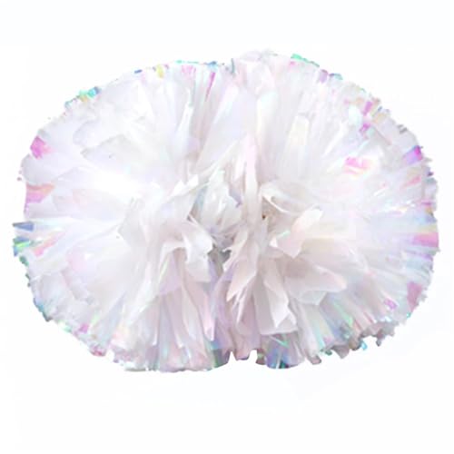 RRYPBOVG Cheerleader Pompons 2 stück Kunststoff Cheerleader Pom Ppom Mädchen Cheer Tanken Requisiten Cheerleading Pompon Pompons Griff(White) von RRYPBOVG