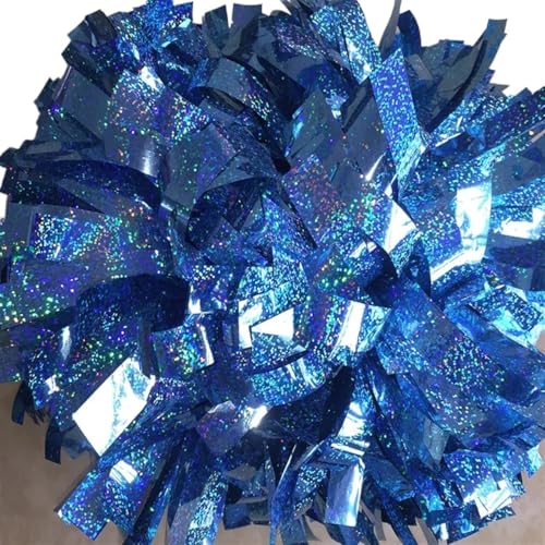 RRYPBOVG Cheerleader Pompons 2 stücke Cheerleader Pompom Cheerleader Baton Griff Pom Pom Große Hand Dance Pompoms(Blue) von RRYPBOVG