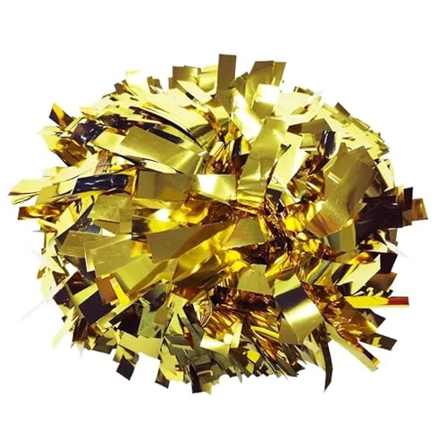 RRYPBOVG Cheerleader Pompons 2 stücke Cheerleader Pompom Cheerleader Baton Griff Pom Pom Große Hand Dance Pompoms(Gold) von RRYPBOVG