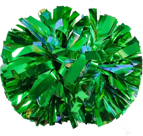 RRYPBOVG Cheerleader Pompons 2 stücke Cheerleader Pompom Cheerleader Baton Griff Pom Pom Große Hand Dance Pompoms(Green) von RRYPBOVG