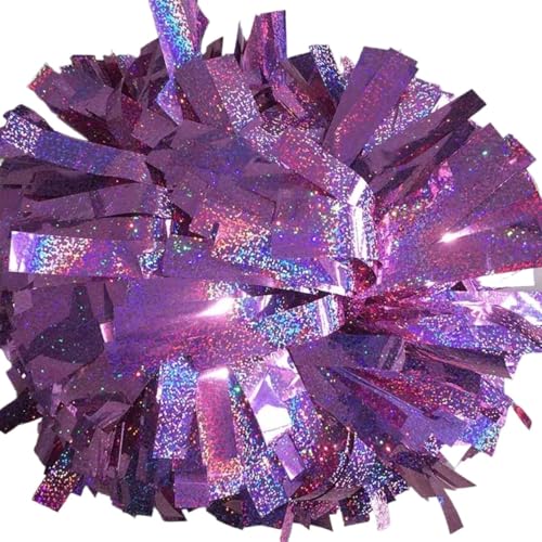 RRYPBOVG Cheerleader Pompons 2 stücke Cheerleader Pompom Cheerleader Baton Griff Pom Pom Große Hand Dance Pompoms(Light Purple) von RRYPBOVG
