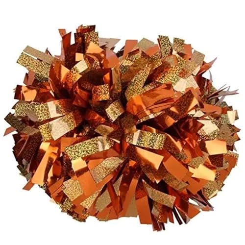 RRYPBOVG Cheerleader Pompons 2 stücke Cheerleader Pompom Cheerleader Baton Griff Pom Pom Große Hand Dance Pompoms(Orange Yellow) von RRYPBOVG
