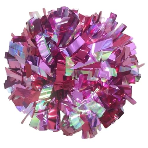 RRYPBOVG Cheerleader Pompons 2 stücke Cheerleader Pompom Cheerleader Baton Griff Pom Pom Große Hand Dance Pompoms(Pink Silver 01) von RRYPBOVG