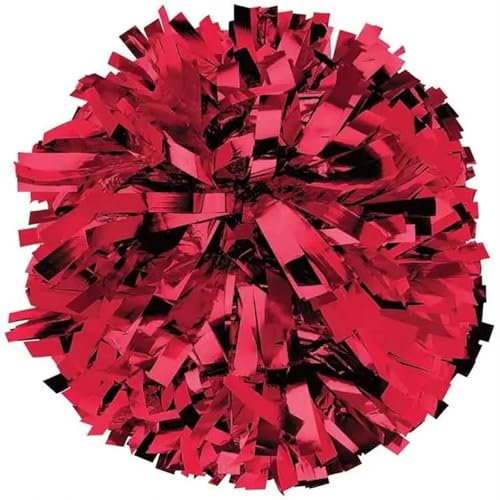 RRYPBOVG Cheerleader Pompons 2 stücke Cheerleader Pompom Cheerleader Baton Griff Pom Pom Große Hand Dance Pompoms(Red) von RRYPBOVG