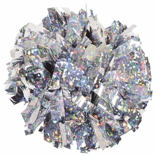 RRYPBOVG Cheerleader Pompons 2 stücke Cheerleader Pompom Cheerleader Baton Griff Pom Pom Große Hand Dance Pompoms(Silver 02) von RRYPBOVG