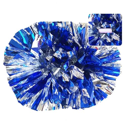 RRYPBOVG Cheerleader Pompons 2 stücke Cheerleading-Pom-Poms Glänzender Griff Volle Form Schaffen Atmosphäre Funkelnden Bequemen Griff Cheerleading Hand Blume for Teil(Blue Silver) von RRYPBOVG