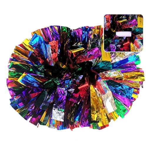 RRYPBOVG Cheerleader Pompons 2 stücke Cheerleading-Pom-Poms Glänzender Griff Volle Form Schaffen Atmosphäre Funkelnden Bequemen Griff Cheerleading Hand Blume for Teil(Coloured) von RRYPBOVG