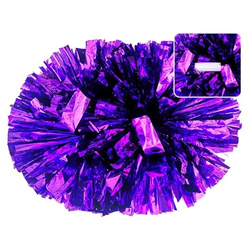 RRYPBOVG Cheerleader Pompons 2 stücke Cheerleading-Pom-Poms Glänzender Griff Volle Form Schaffen Atmosphäre Funkelnden Bequemen Griff Cheerleading Hand Blume for Teil(Purple) von RRYPBOVG