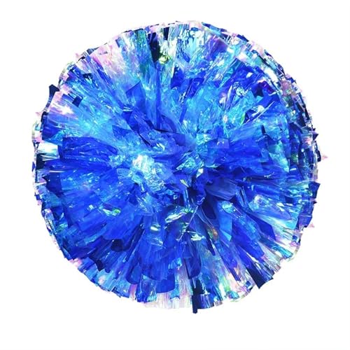 RRYPBOVG Cheerleader Pompons 2 stücke Cheerleading Pom Poms Hand Finger Cheer Balls Dance Pompoms Zubehör for Frauen Mädchen(Rainbow Metal Blue) von RRYPBOVG