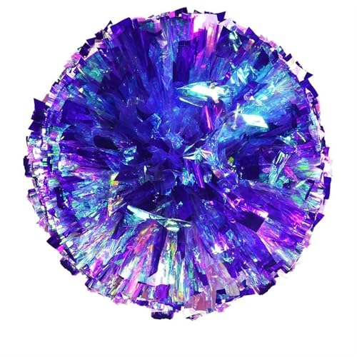 RRYPBOVG Cheerleader Pompons 2 stücke Cheerleading Pom Poms Hand Finger Cheer Balls Dance Pompoms Zubehör for Frauen Mädchen(Rainbow Metal Purple) von RRYPBOVG