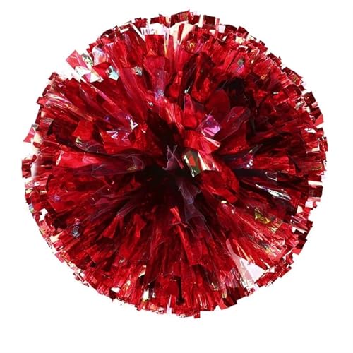 RRYPBOVG Cheerleader Pompons 2 stücke Cheerleading Pom Poms Hand Finger Cheer Balls Dance Pompoms Zubehör for Frauen Mädchen(Rainbow Metal Red) von RRYPBOVG