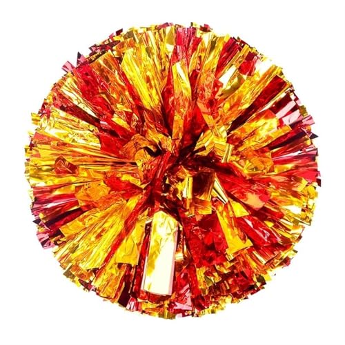 RRYPBOVG Cheerleader Pompons 2 stücke Cheerleading Pom Poms Hand Finger Cheer Balls Dance Pompoms Zubehör for Frauen Mädchen(Red Gold) von RRYPBOVG