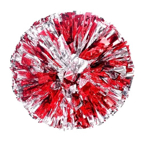 RRYPBOVG Cheerleader Pompons 2 stücke Cheerleading Pom Poms Hand Finger Cheer Balls Dance Pompoms Zubehör for Frauen Mädchen(Red Silver) von RRYPBOVG