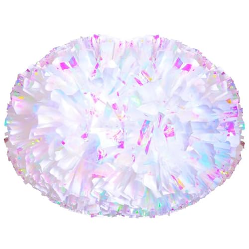RRYPBOVG Cheerleader Pompons 2 stücke Regenbogen Blume Ball Metallic Cheerleader Pom Poms Cheerleading Pompons Cheer Pom Majorettes Bouquet Kunststoff Griffe(13 Inch) von RRYPBOVG