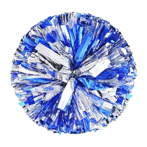 RRYPBOVG Cheerleader Pompons 2 stücke Wettbewerb Blume Doppel Loch Griff Cheerleader Pom Poms Cheerleading Jubeln Ball Dance Party Dekorateur Club Sport Liefert(Blue-Silver) von RRYPBOVG