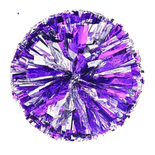 RRYPBOVG Cheerleader Pompons 2 stücke Wettbewerb Blume Doppel Loch Griff Cheerleader Pom Poms Cheerleading Jubeln Ball Dance Party Dekorateur Club Sport Liefert(Purple-Silver) von RRYPBOVG
