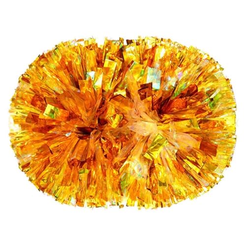RRYPBOVG Cheerleader Pompons 2PC Dance Dekorateur Cheerleading Pompon Cheerleading Spiel Pom Poms Jubeln Ball Pompoms Baton Hhandle Farbecht(Gold) von RRYPBOVG