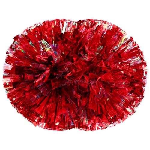 RRYPBOVG Cheerleader Pompons 2PC Dance Dekorateur Cheerleading Pompon Cheerleading Spiel Pom Poms Jubeln Ball Pompoms Baton Hhandle Farbecht(Red) von RRYPBOVG