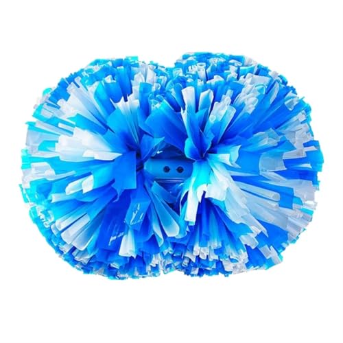 RRYPBOVG Cheerleader Pompons 2er-Pack Cheerleading-Pompons mit Schlagstockgriff for Teamgeist, Sport, Tanzen, Anfeuern von Kindern und Erwachsenen for Dace-Sport-Wettkämpfe(Blue White 01) von RRYPBOVG