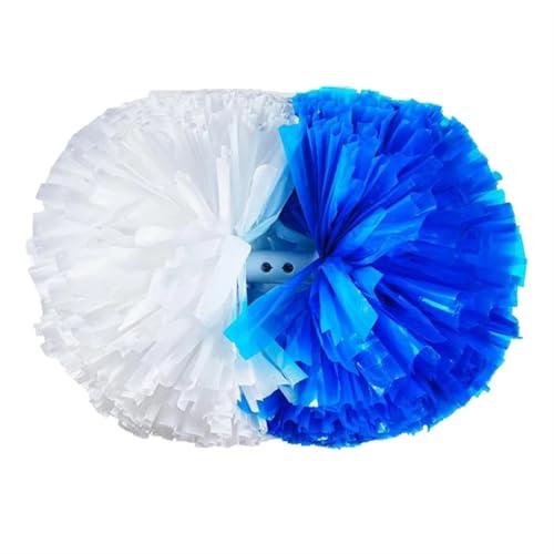 RRYPBOVG Cheerleader Pompons 2er-Pack Cheerleading-Pompons mit Schlagstockgriff for Teamgeist, Sport, Tanzen, Anfeuern von Kindern und Erwachsenen for Dace-Sport-Wettkämpfe(Blue White 02) von RRYPBOVG