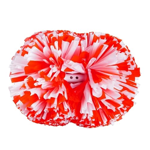 RRYPBOVG Cheerleader Pompons 2er-Pack Cheerleading-Pompons mit Schlagstockgriff for Teamgeist, Sport, Tanzen, Anfeuern von Kindern und Erwachsenen for Dace-Sport-Wettkämpfe(Red White) von RRYPBOVG