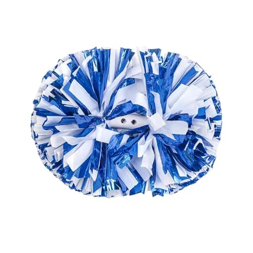 RRYPBOVG Cheerleader Pompons 2pcs Cheerleading Metallic Pom Poms with Handle Vibrant Color Cheering Squad Hand Flower Pompoms Party Accessories(Blue White) von RRYPBOVG