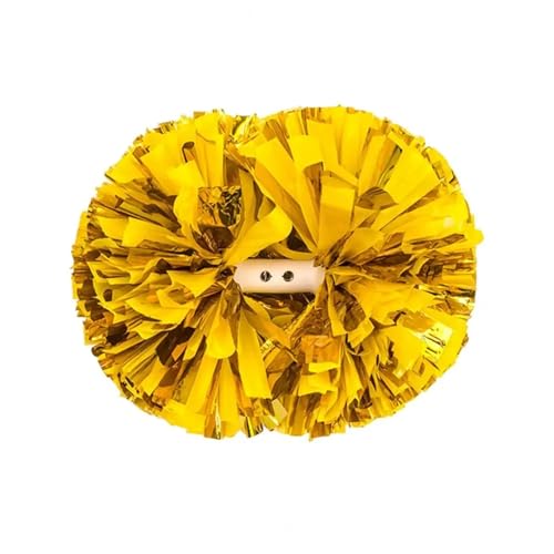 RRYPBOVG Cheerleader Pompons 2pcs Cheerleading Metallic Pom Poms with Handle Vibrant Color Cheering Squad Hand Flower Pompoms Party Accessories(Lemon Yellow) von RRYPBOVG