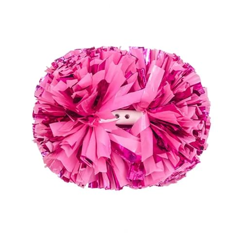 RRYPBOVG Cheerleader Pompons 2pcs Cheerleading Metallic Pom Poms with Handle Vibrant Color Cheering Squad Hand Flower Pompoms Party Accessories(Rose Red) von RRYPBOVG