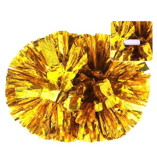 RRYPBOVG Cheerleader Pompons Cheerleading-Pom-Poms, glänzende metallische Streamer-Pompons, Cheerleading, Cheerleading-Handblume, Pom-Pom-Ball, Club-Tanz-Dekorateur(Gold) von RRYPBOVG