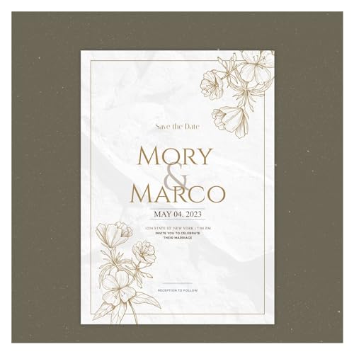 RRYPBOVG Einladungskarten 20/100 Stück Hochzeitseinladungskarten, individuelle Hochzeitseinladungen, Fotoblumen, Save the Date-Hochzeitseinladungen(Style 10,100pcs 5x7inch) von RRYPBOVG