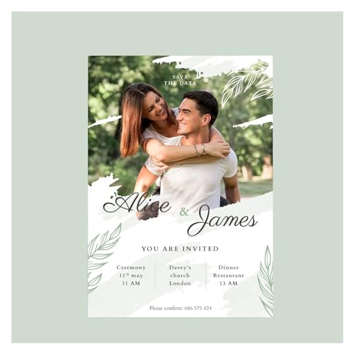 RRYPBOVG Einladungskarten 20/100 Stück Hochzeitseinladungskarten, individuelle Hochzeitseinladungen, Fotoblumen, Save the Date-Hochzeitseinladungen(Style 5,100pcs 5x7inch) von RRYPBOVG