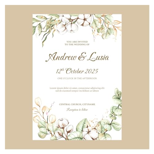 RRYPBOVG Einladungskarten 20/100 Stück Hochzeitseinladungskarten, individuelle Hochzeitseinladungen, Fotoblumen, Save the Date-Hochzeitseinladungen(Style 8,100pcs 5x7inch) von RRYPBOVG