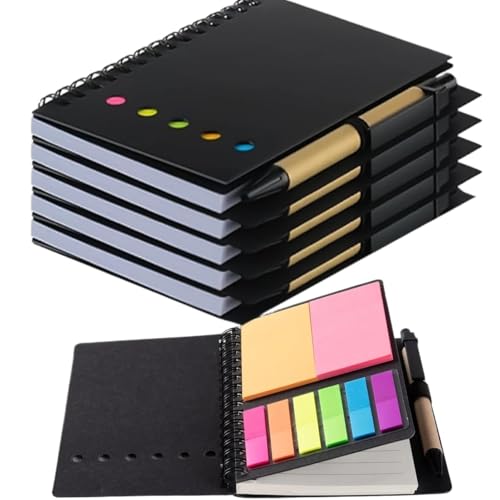 RRYPBOVG Spiralblock 5er-Pack Notizblöcke mit Spiralbindung, Stifthalter, eingebettete Notizbücher von RRYPBOVG
