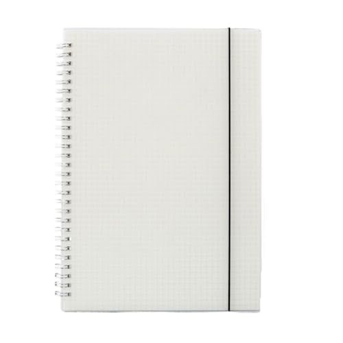 RRYPBOVG Spiralblock A4/B5/A5/A6/Transparent Horizontale Linie Weiß Papier Grid Dot Hand Konto Buch Strap Notizblock Notebook Tagebuch(Grid,B5-18x26cm) von RRYPBOVG