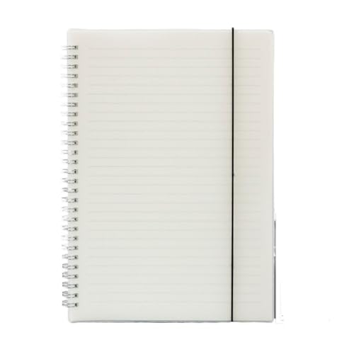 RRYPBOVG Spiralblock A4/B5/A5/A6/Transparent Horizontale Linie Weiß Papier Grid Dot Hand Konto Buch Strap Notizblock Notebook Tagebuch(Horizontal line,A4 21.2x29cm) von RRYPBOVG