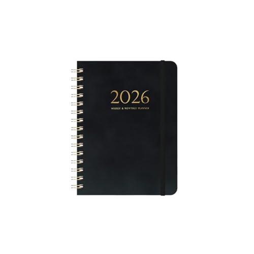 RRYPBOVG Spiralblock A5 Cover Kalender Spirale Zeitpläne Notizbücher Notizblock(Black) von RRYPBOVG