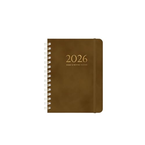 RRYPBOVG Spiralblock A5 Cover Kalender Spirale Zeitpläne Notizbücher Notizblock(Brown) von RRYPBOVG