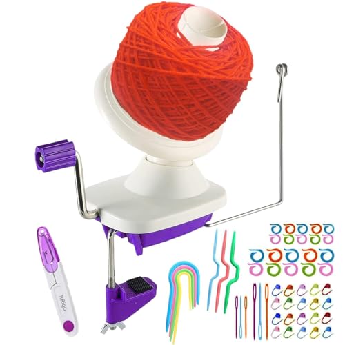 Garnkugelwickler, praktischer violetter Garnwickler für Garn, Kugelwickler Combo mit einfacher Installation für Garnaufbewahrung + 53 Stück Maschenstricknadeln + 1 Stück Schere Garnkugelwickler, praktischer violetter Garnwickler für Garn, Kugelwickler Combo mit einfacher Installation für Garnaufbewahrung + 53 Stück Maschenstricknadeln + 1 Stück Schere von RRigo