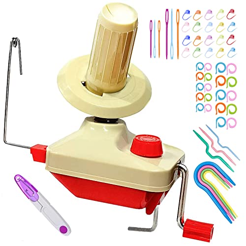 RRigo Kugelwickler, Garnstrickwebstuhl Häkeln Swift Garn Faser Schnur Kugel Wolle Wickler DIY Tool Kit, 1 Garn Kugelwickler + 1PC Schere+53 Stück Maschenstricknadeln von RRigo