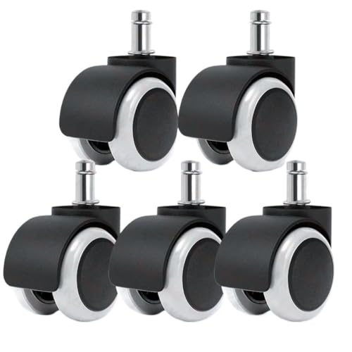 RRrawgff Lenkrollen, 5 Stück, 5,1 cm, universelle, stumme Lenkrolle, 50 kg, Rad, 5,1 cm, Ersatz für Bürostuhl, Lenkrollen, Möbelbeschläge, Rollen (5 x Räder Typ B) von RRrawgff